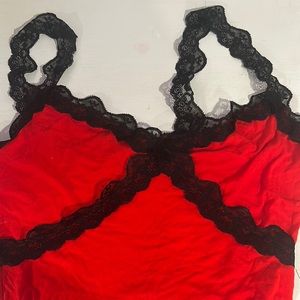 red and black laced tank top, so comfy and fits very nice!